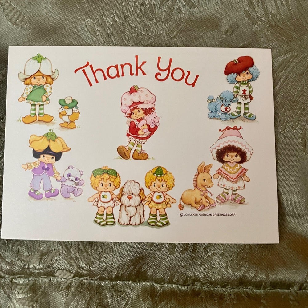 ❤️25pk Vintage Strawberry Shortcake “Thank You” Postcard🍓🍰NEVER USED🎀 - Picture 2 of 4
